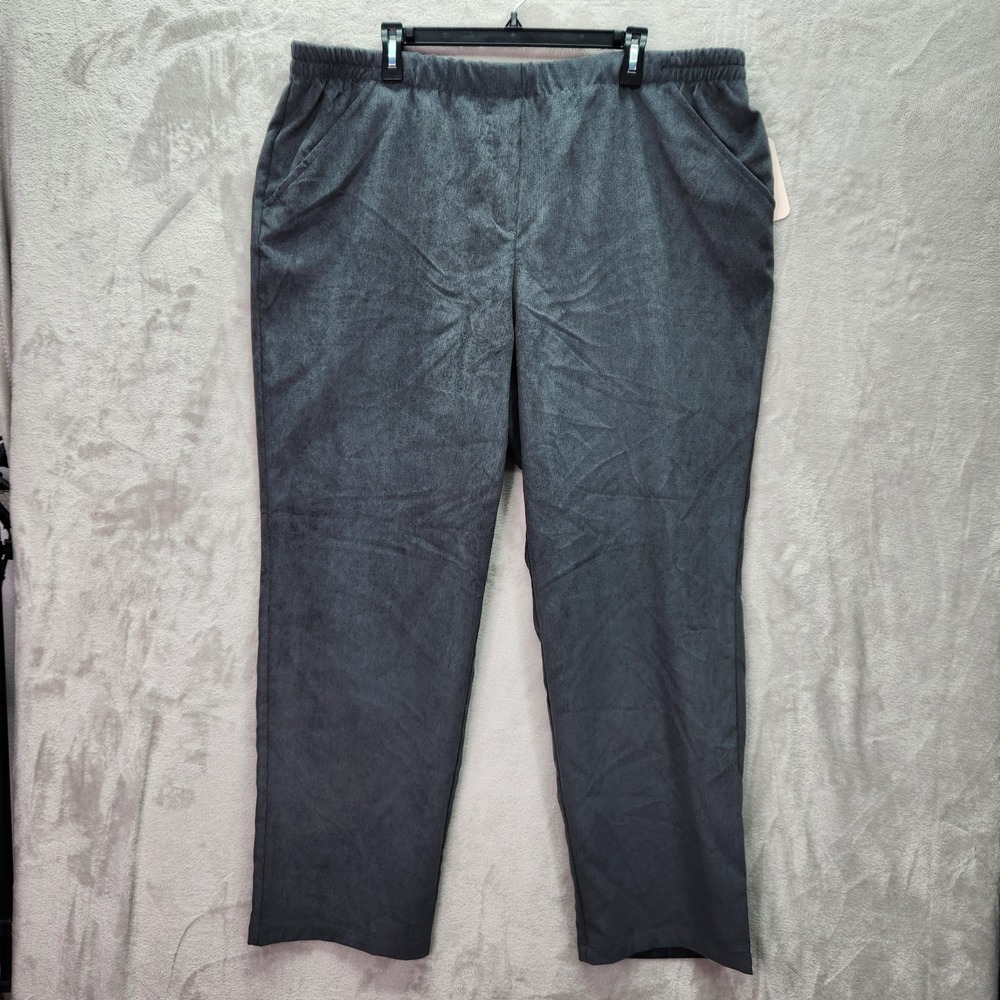 Allison Daley Pants Woman Plus Size 22W Gray Corduroy Pull On Straight Leg Work